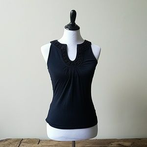 Ann Taylor black tank top with beading